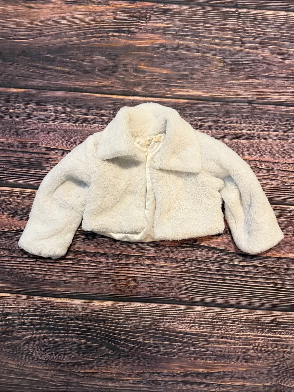 4T Girls White Faux Fur Bolero Jacket